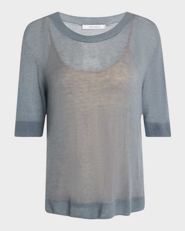 Negelia Short-Sleeve Sheer Knit Sweat